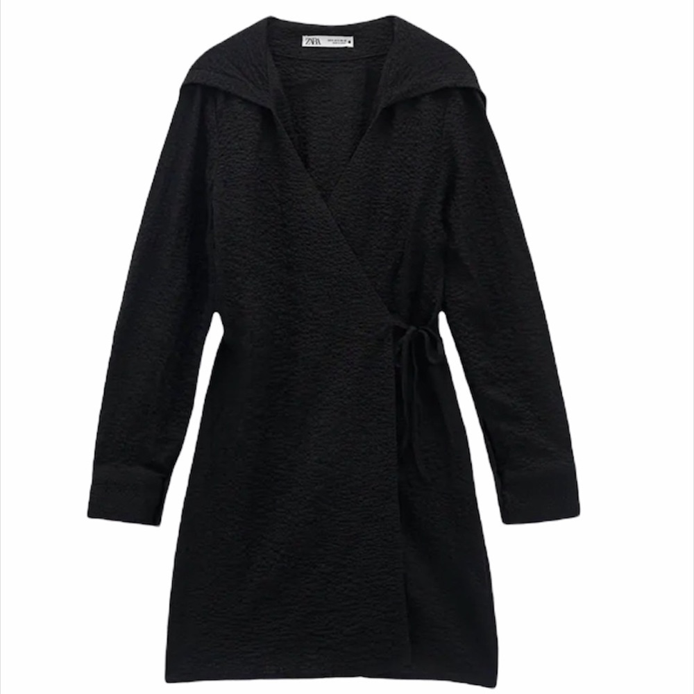 ZARA Textured Hooded Dress XS - Picture 2 of 5
